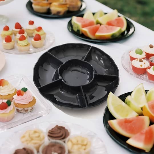 8 Pack: 12" Divided Round Plastic Tray by Celebrate It